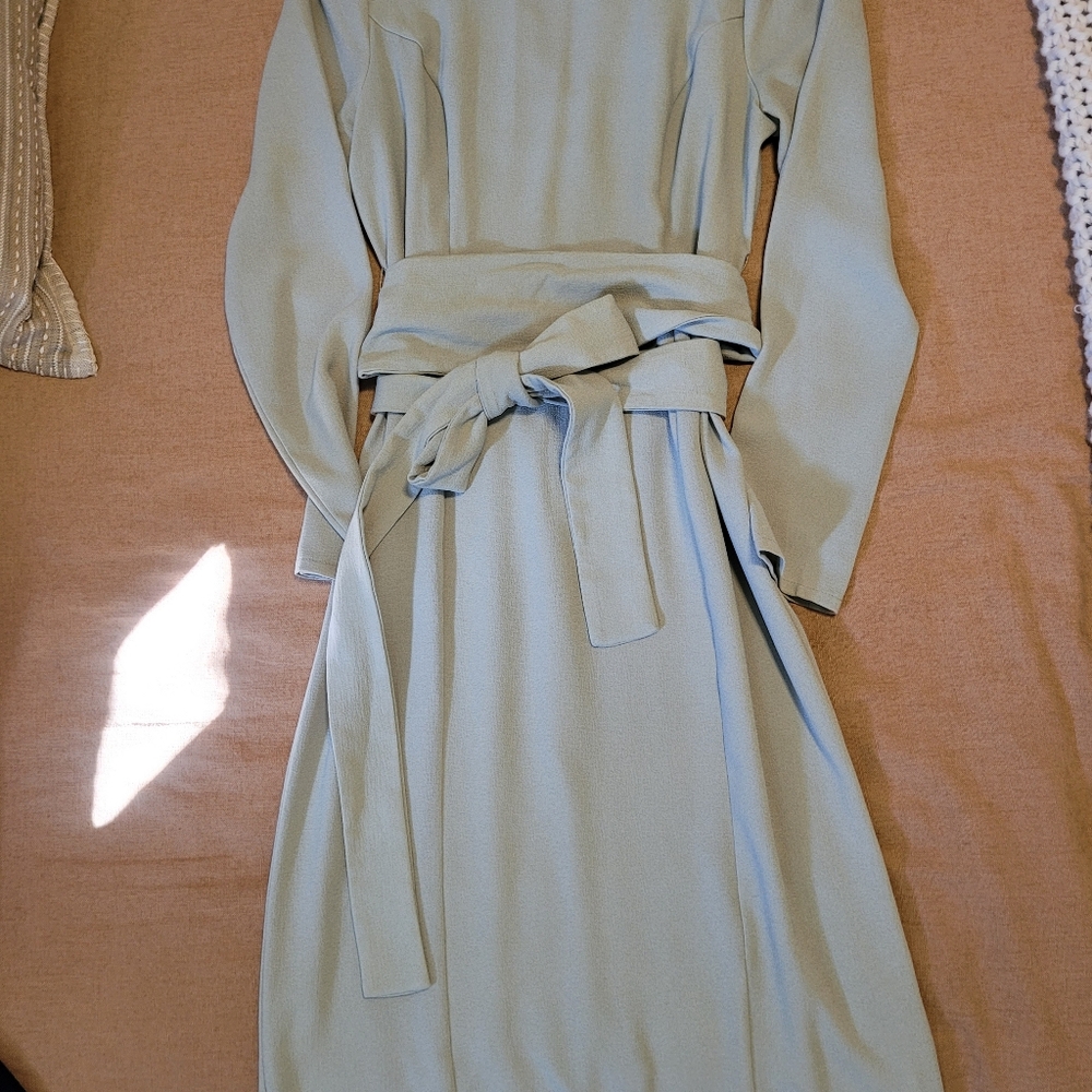Elegant Sage Long Sleeve Dress